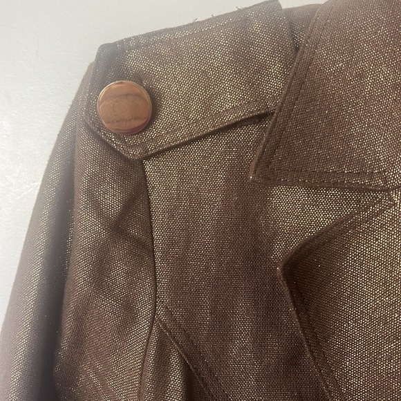 EUC Cache Linen jacket metallic brown and  gold linen blazer. Size small - Picture 5 of 8